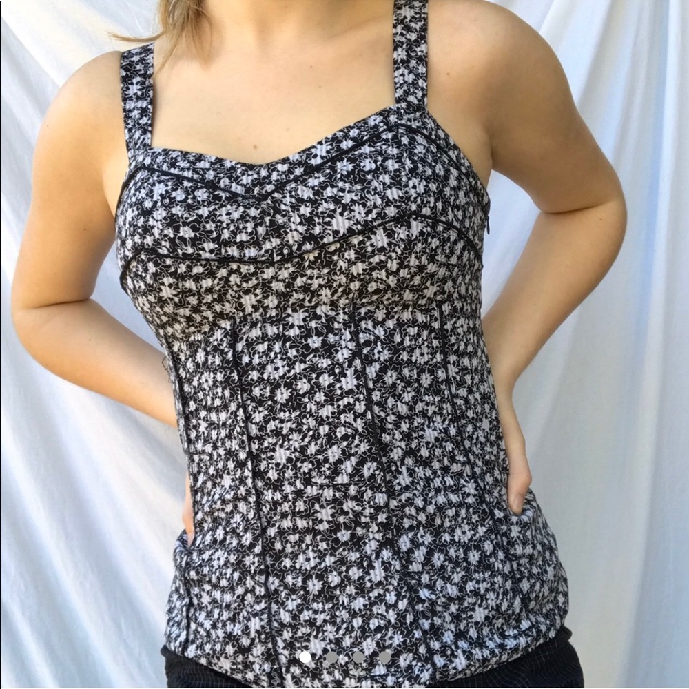 Black and White y2k Corset Style Top